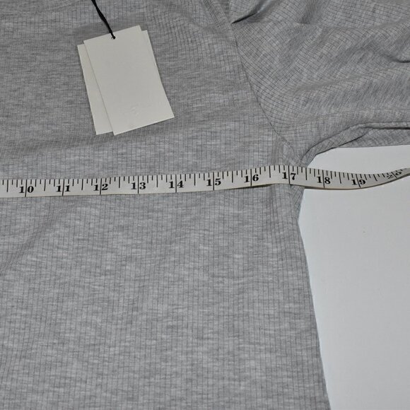 7 For All Mankind Pleated Puff Shoulder Power Rib Tee Top Heather Grey S… - Picture 7 of 14
